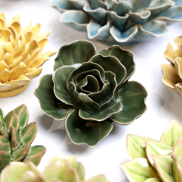 Hand Made Ceramic Wall Flower: Caramel