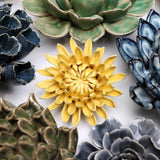 Ceramic Faux Flowers Succulents For Tabletop Or Wall Hangin: Peony Orange