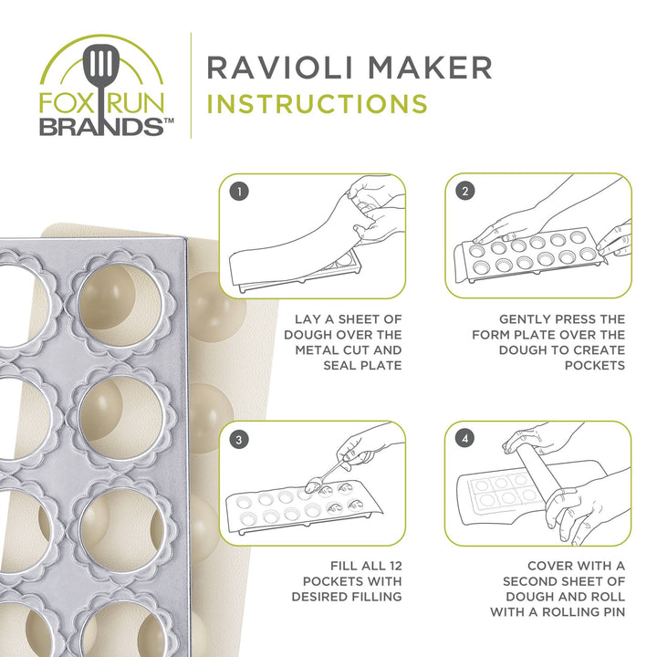 Fox Run Flower Shaped Ravioli Maker, 12 Molds, 12" x 3" x 1"