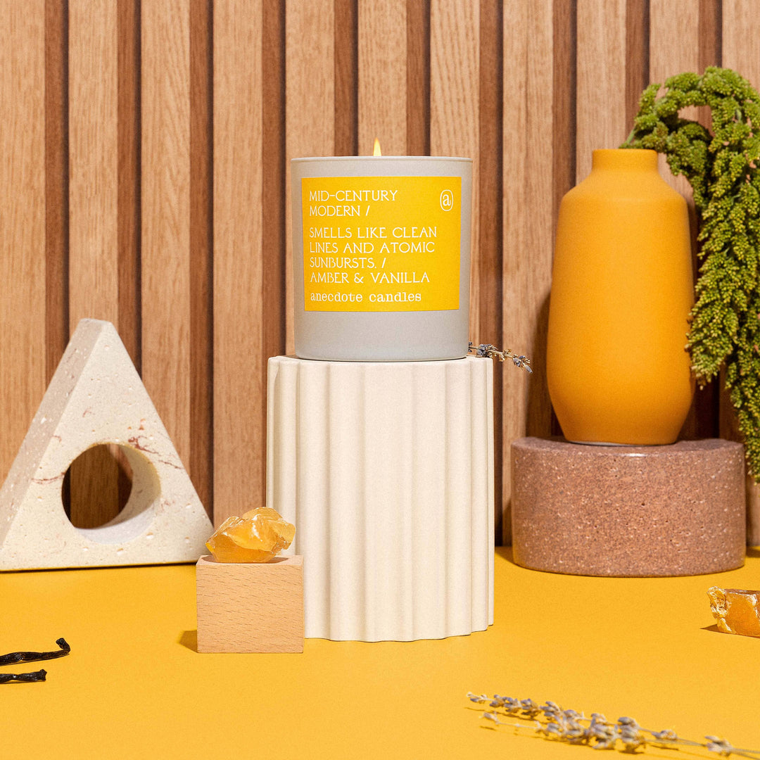 Mid-century Modern (Amber &amp; Vanilla) Candle: 7.8 oz Glass Jar
