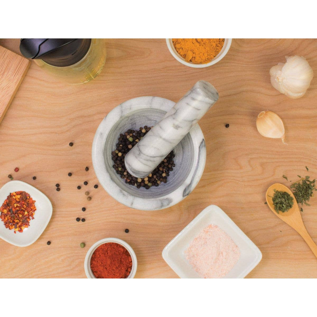 HIC Kitchen Marble Mortar And Pestle, 4in