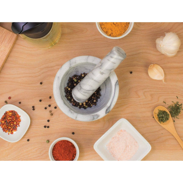 HIC Kitchen Marble Mortar And Pestle, 4in