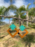 Irel Square Earrings: Aqua Marine