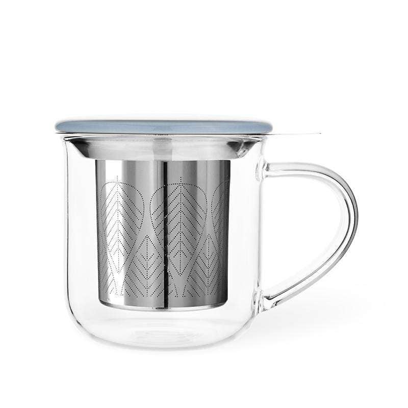 Glass Mug &amp; Porcelain Lid w/ Infuser - Minima™ Eva: Powder Brown