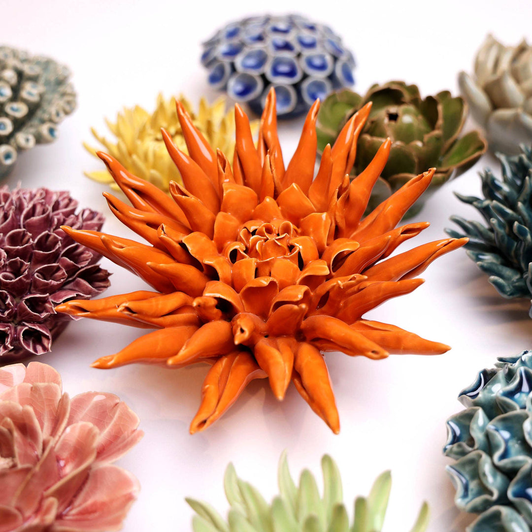 Ceramic Flower &amp; Faux Succulent Collection 12: Medium Light Blue