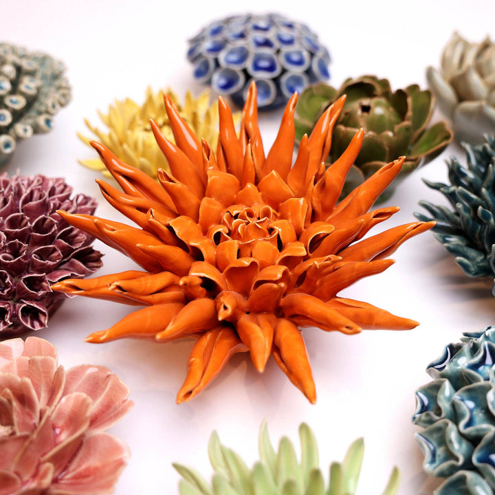 Ceramic Flower &amp; Faux Succulent Collection 12: Medium Teal