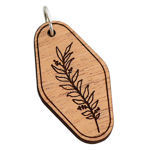 Fern Wood Keychain: Mahogany (darker wood)