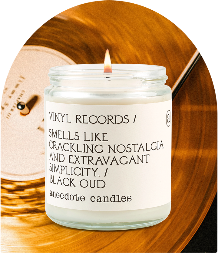 Vinyl Records (Black Oud) Candle: 7.8 oz Glass Jar