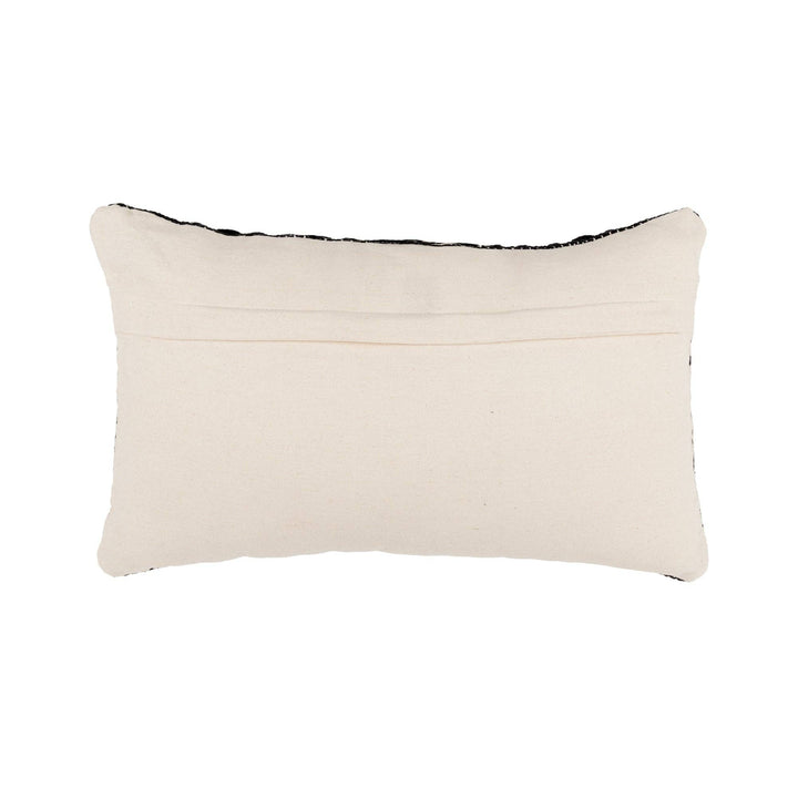 Boho Handloom Textured Throw Pillow, Black and Natural
