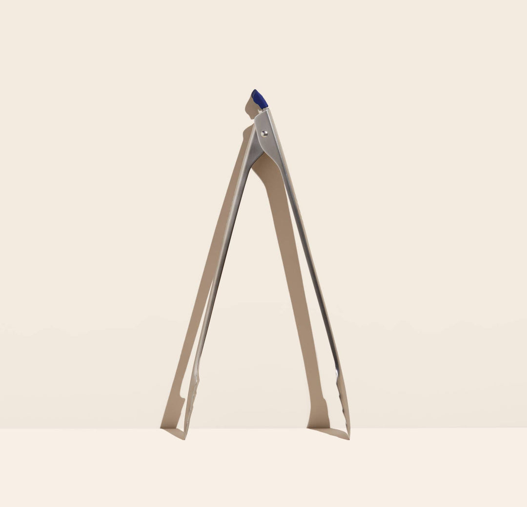 16 Inch Slide Lock Grill Tongs : Stainless Steel: Navy