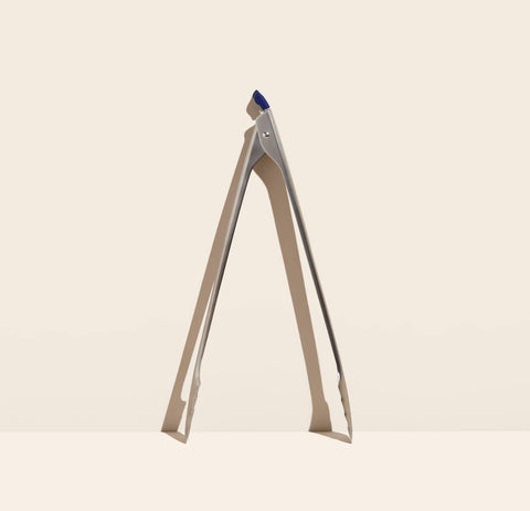 16 Inch Slide Lock Grill Tongs : Stainless Steel: Navy