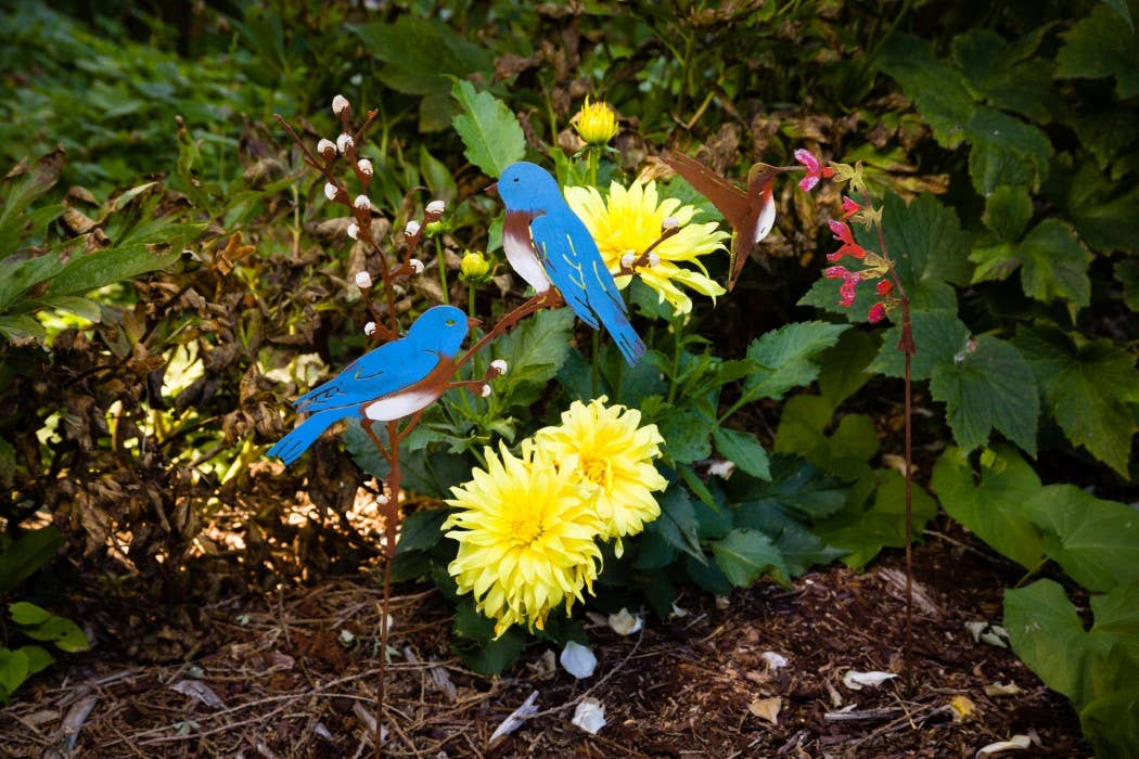 Bluebirds on Pussy Willow -Metal Silhouette Garden Yard Art