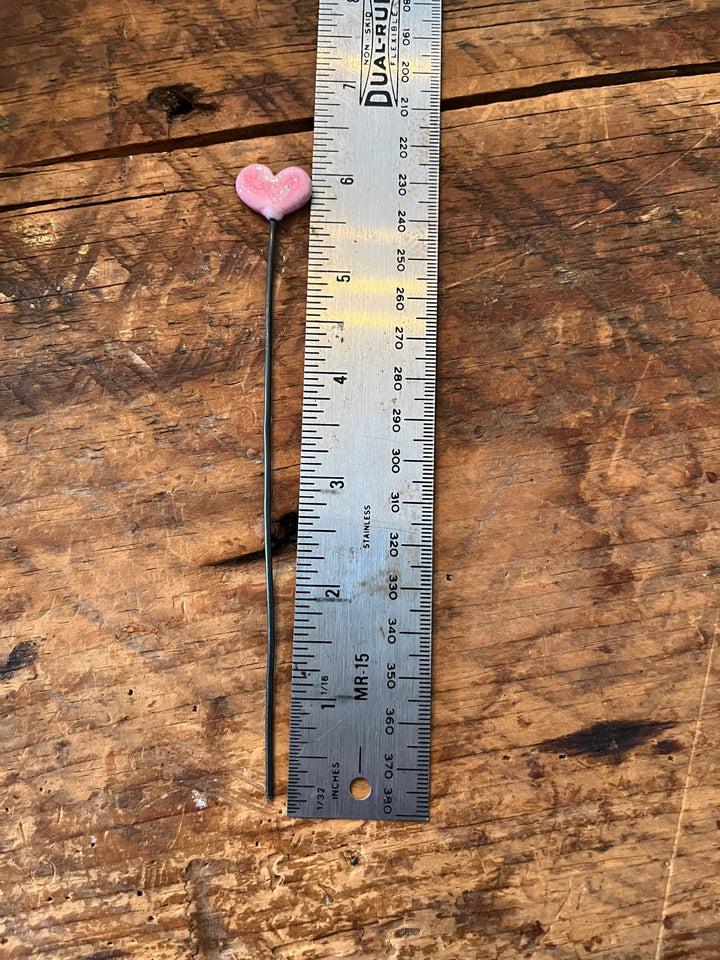 Heart Plant Stick: Pink Glass