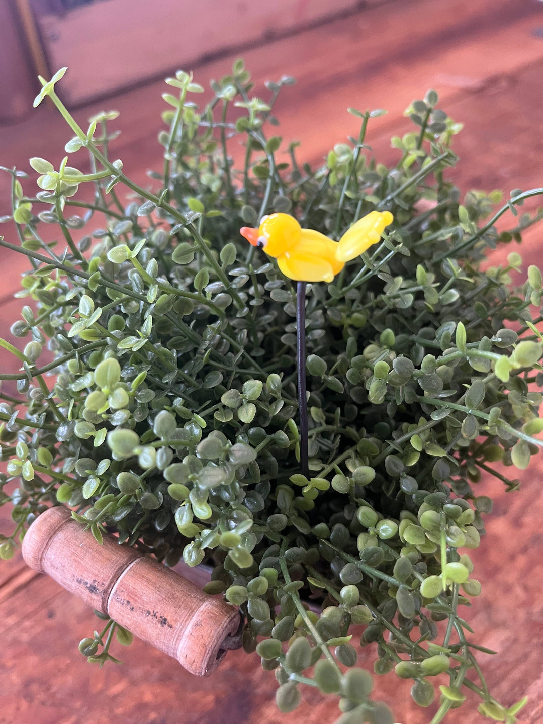 Bird Plant Stick: Yellow Glass