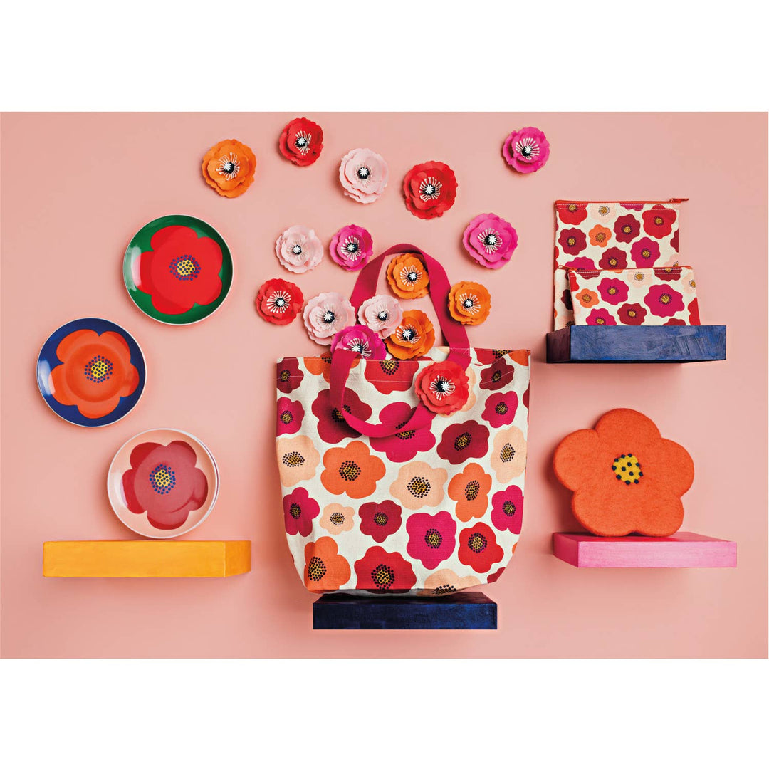 Poppy Appetizer Plates Set of 4 Assorted: Red