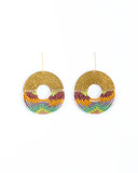 Beaded Handwoven Organic Circular Fringe Earrings (Blue)