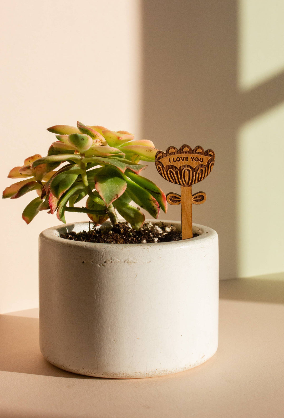 I Love You Flower Wood Plant Pick