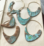 Hand-Painted Patina Half Hoop Earrings