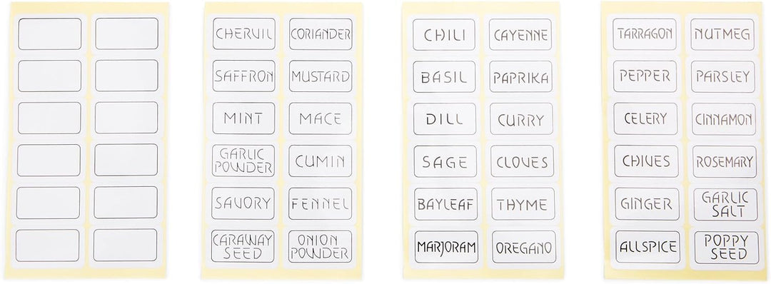 Set of 48 White Spice Labels