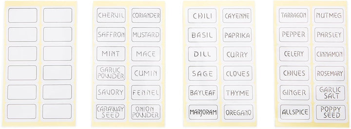 Set of 48 White Spice Labels