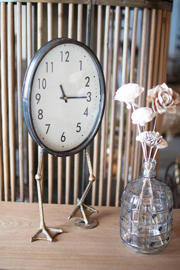 Gold Table Clock with Duck Feet