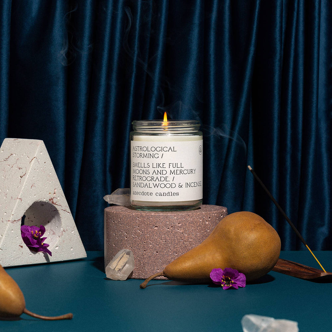 Astrological Storming (Sandalwood &amp; Incense) Candle: 7.8 oz Glass Jar