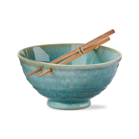Akira Noodle Bowl Set of 2 Aqua Stoneware Everyday