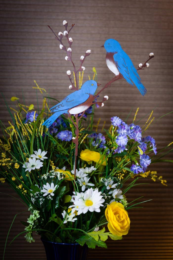 Bluebirds on Pussy Willow -Metal Silhouette Garden Yard Art