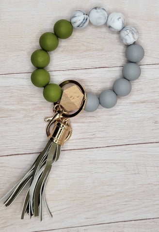 #26 Olive / Grey / White Silicone Wristlet
