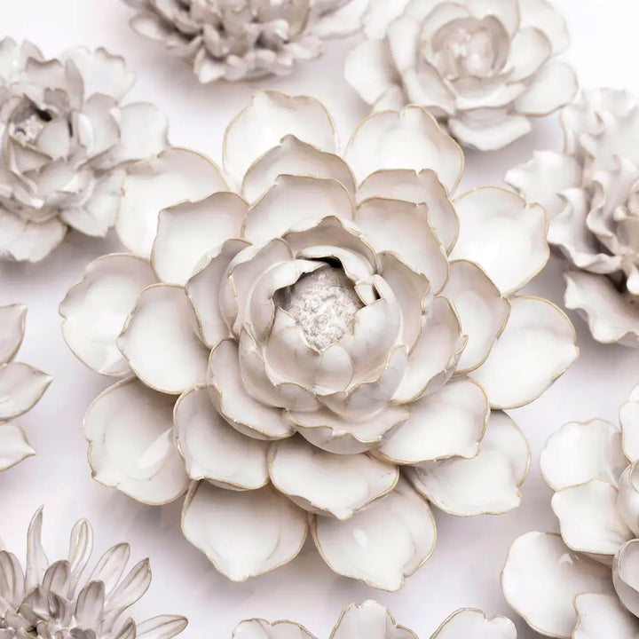 White Ceramic Flower Hanging: Pearl Zinnia