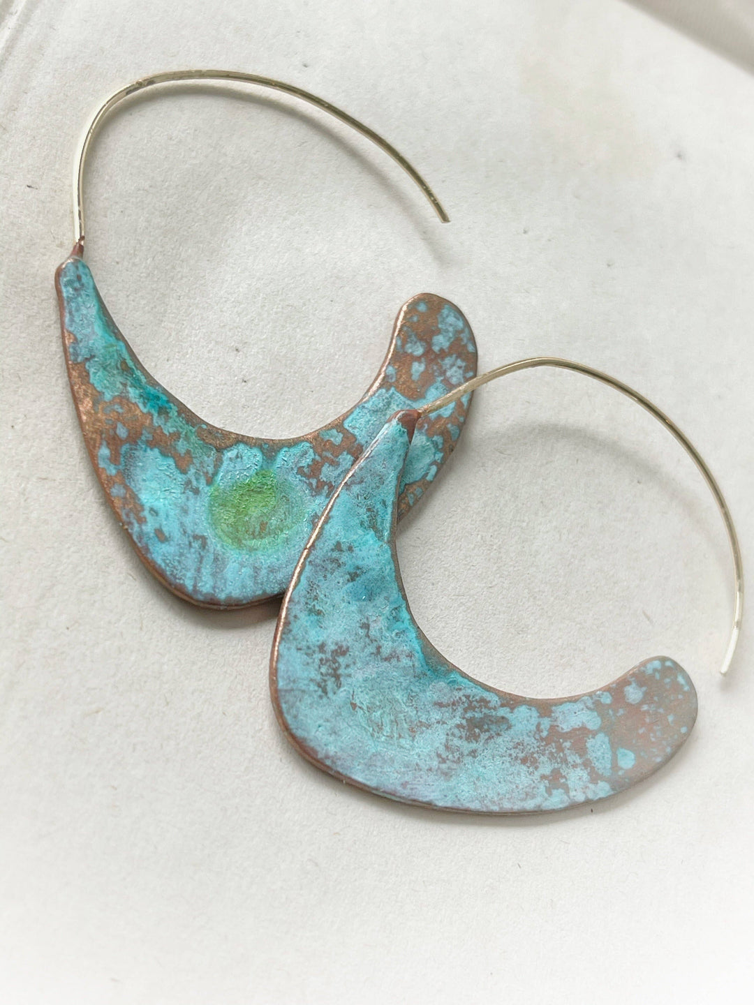 Hand-Painted Patina Half Hoop Earrings