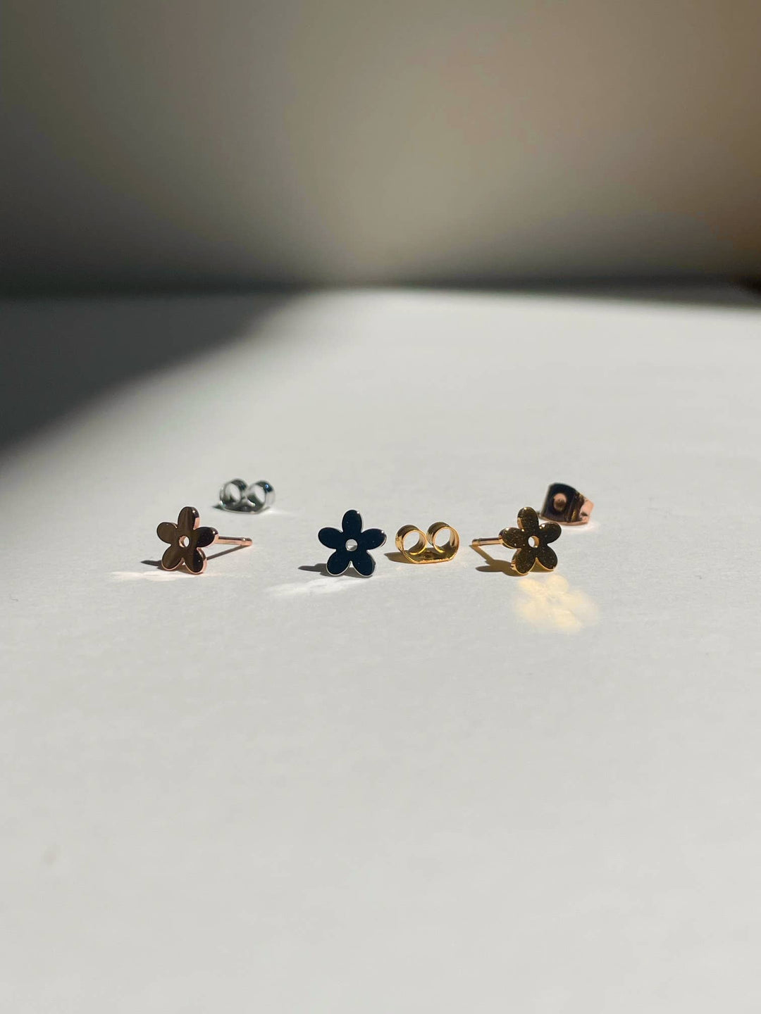 Dainty Little Tiny Things "Funky Flowers" Studs: 18k Rose Gold Plated