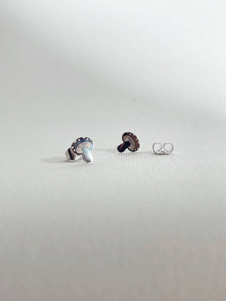 Groovy Mushrooms Earring Studs: 18k Rose Gold Plated