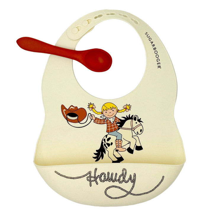 Fresh &amp; Messy Silicone Bib &amp; Spoon Set | Howdy Cowgirl