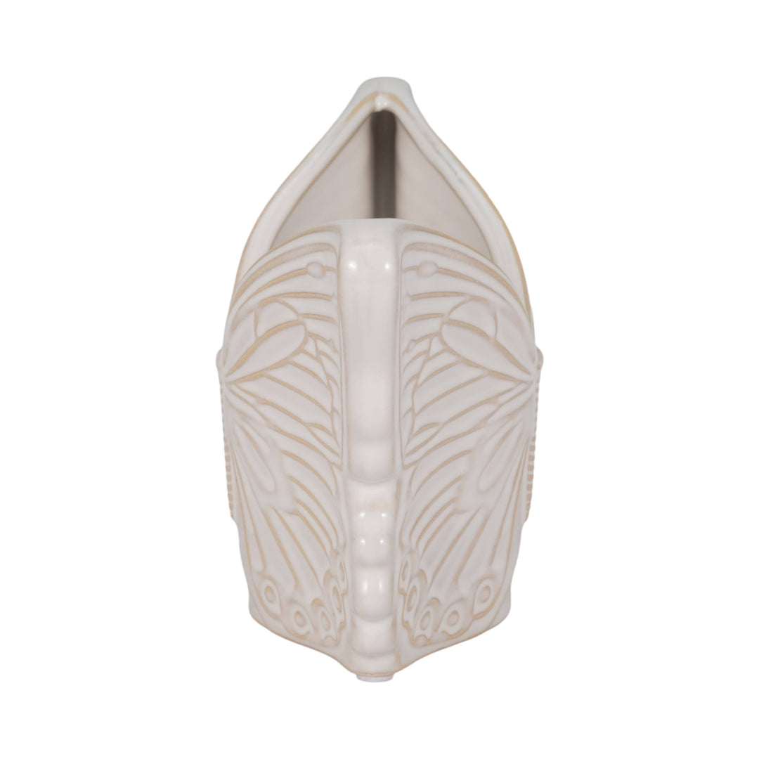 Planter - Ivory Ceramic Butterfly, 7 in.