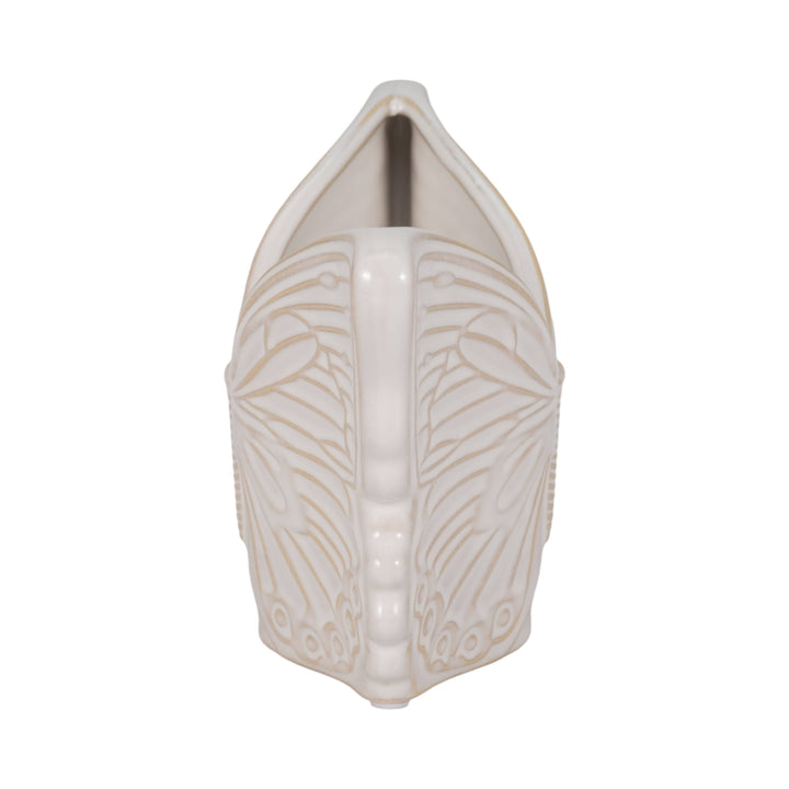 Planter - Ivory Ceramic Butterfly, 7 in.