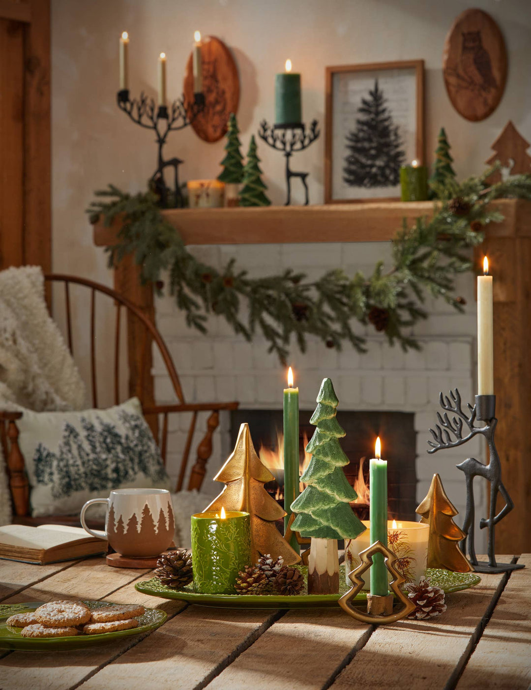 Northern Trees Christmas Mug Stoneware White Multi