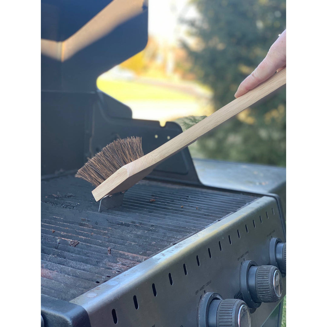 Outset Grill Brush with Beechwood Handle, 18.5" x 3" x 4"