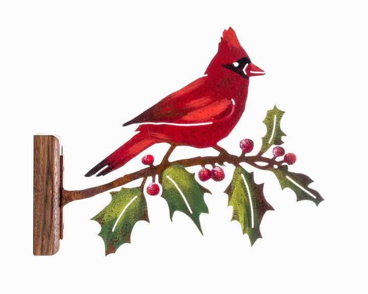 Cardinal on Holly Branch Tab -Painted