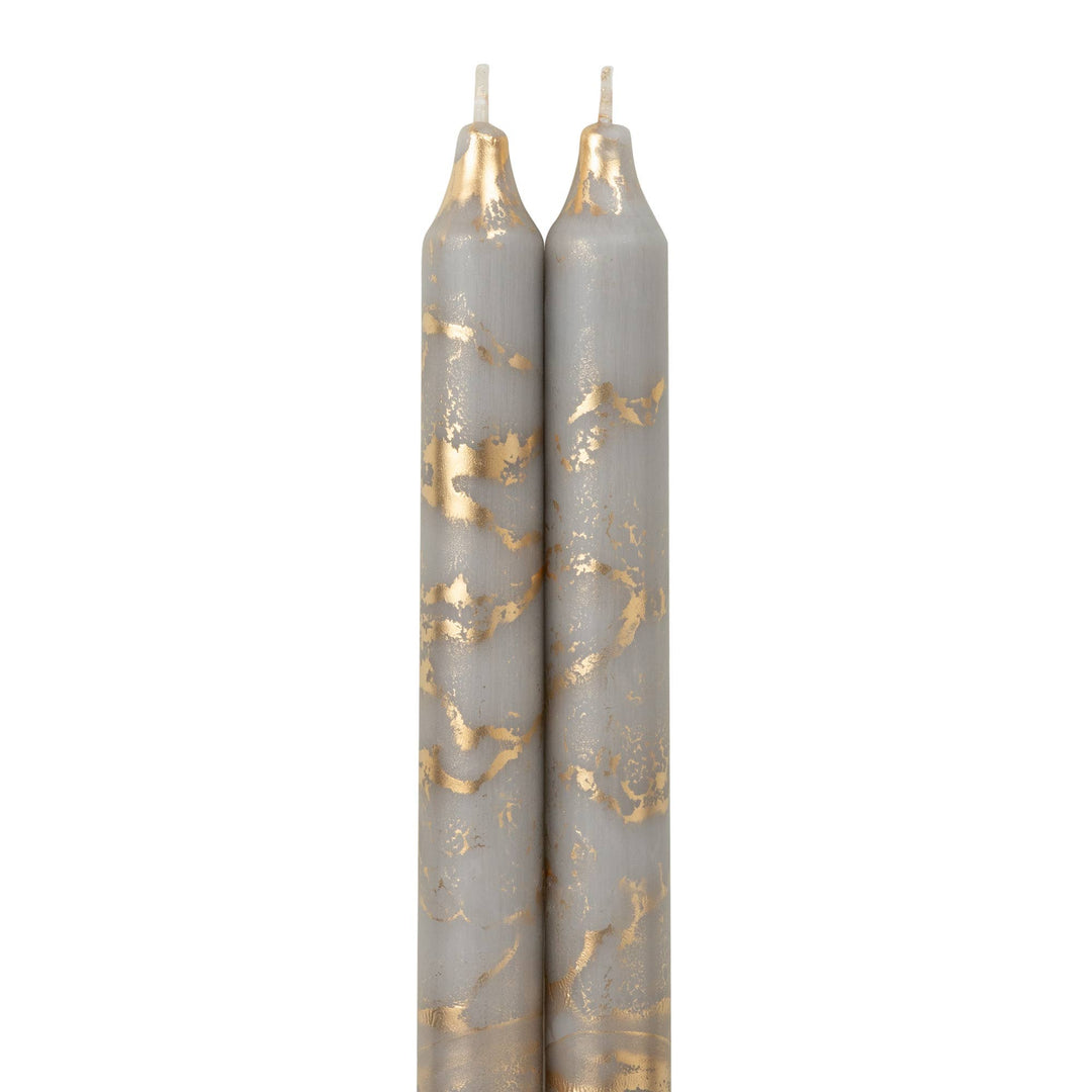 12" Decorative Taper Candles 2pk: Lemon Zest w/ Gold