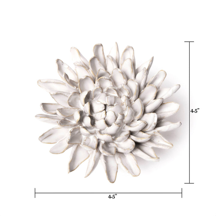 White Ceramic Flower Hanging: Pearl Zinnia