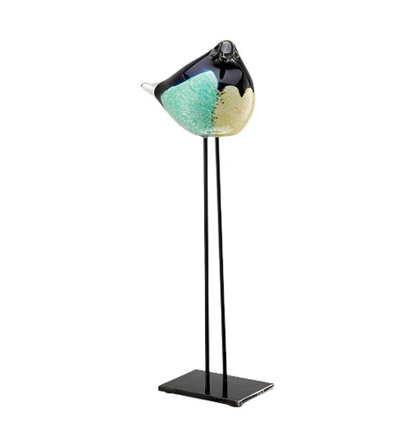 Art Glass Green and Black Bird
