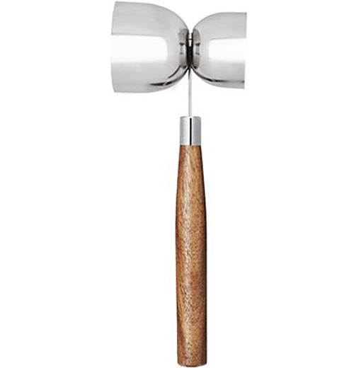 "Double Jigger With Acacia Handle"