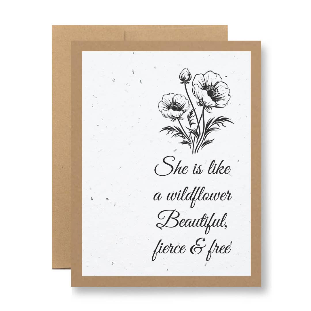 Plantable Seed Paper Greeting Card - She is like a wildflower...