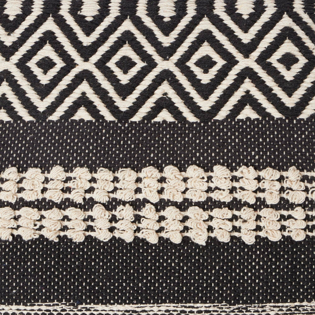REDEARTH Textured Throw Pillows. 100% Cotton Char Delineate Black. 18" x 18"