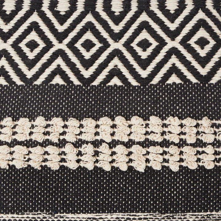 REDEARTH Textured Throw Pillows. 100% Cotton Char Delineate Black. 18" x 18"