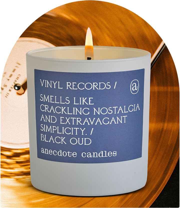 Vinyl Records (Black Oud) Candle: 7.8 oz Glass Jar