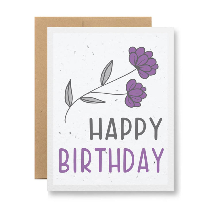Seed Paper Greeting Card - Happy Birthday: Purple