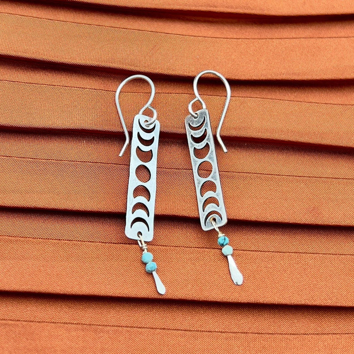 Handmade Moon Phase Earrings: Silver