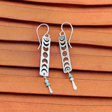 Handmade Moon Phase Earrings: Silver